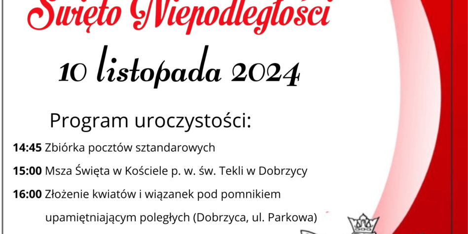 Plakat przedstawia biało-czerwoną plagę z orłem